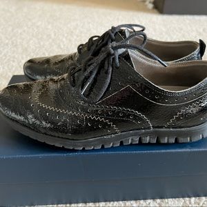 Cola Haan Zerogrand Wing Oxford Black Patent Leather shoes 6B